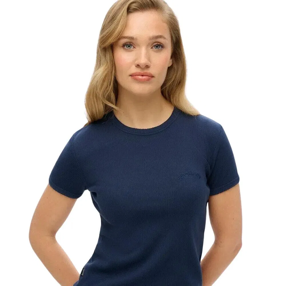 Женская облегающая футболка с логотипом Athletic Essentials Superdry, Синий — фото 4