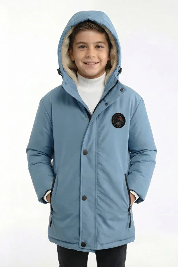 Детское пальто для девочек зимнее с капюшоном Basics D1Fference, Blue