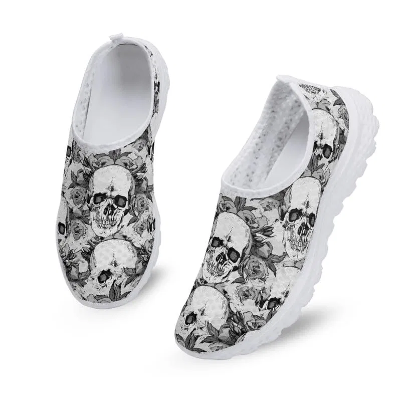 Детские кроссовки для девочек с принтом Flower Skulls Garronmavis, Retro Flower Skulls