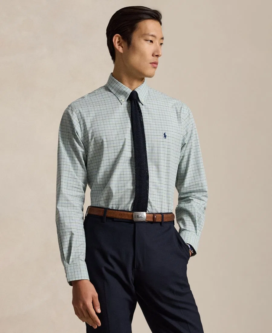 Классическая рубашка с принтом в клетку, с длинным рукавом Polo Ralph Lauren, Green Blue Multi