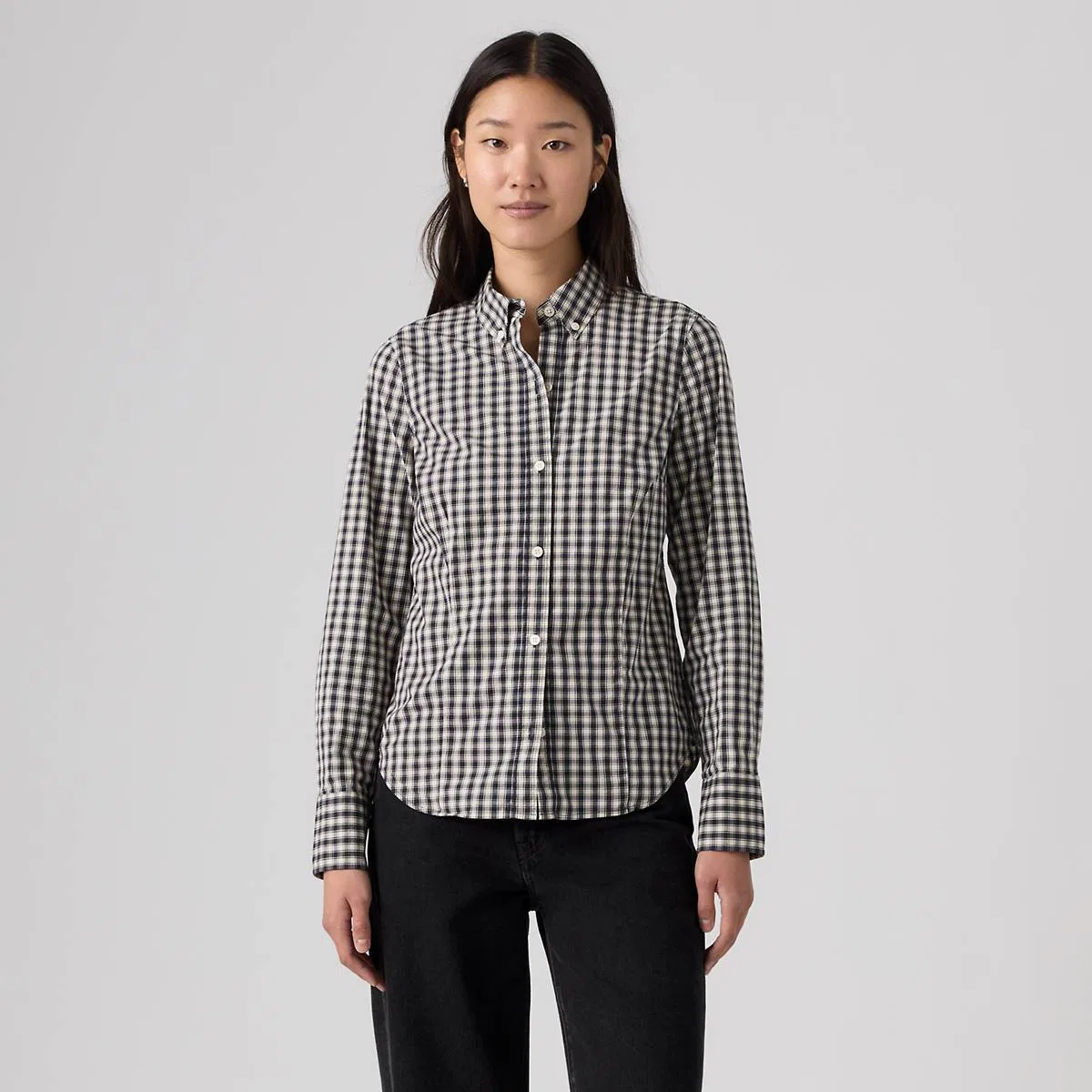 Узкая рубашка из поплина на пуговицах Levi's, Jette Check Navy Blazer - Blue — фото 3