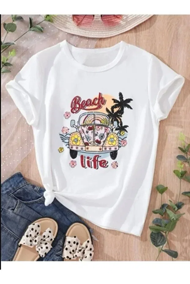 Детская футболка для девочек с принтом Pelna, Beachlife