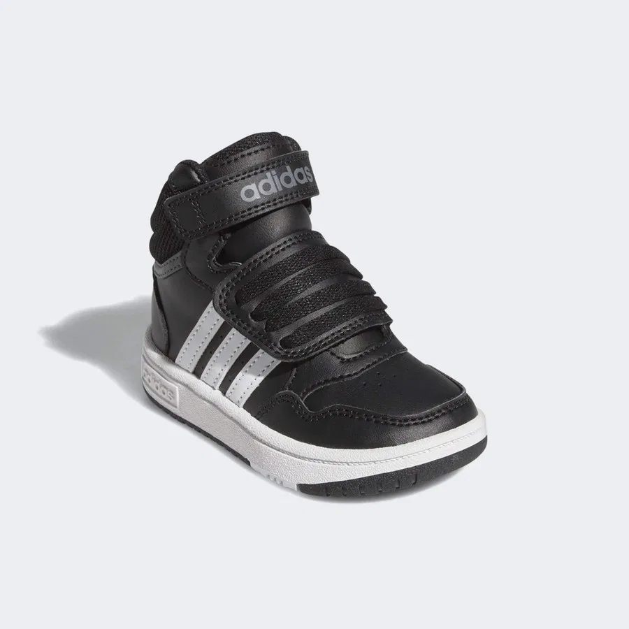 Детские кроссовки с полувысоким силуэтом Sportswear GW0408 Hoops Mid Shoes adidas, Черно-белый — фото 3