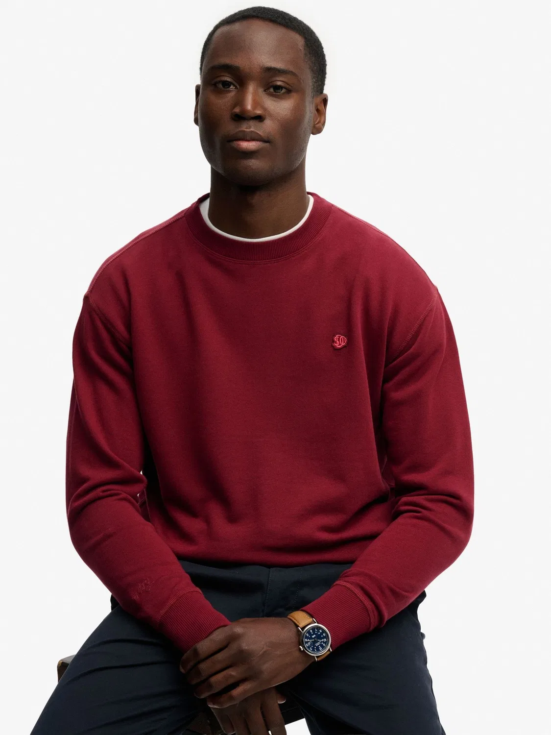 Джемпер с круглым вырезом, свободный крой Superdry Essential Heritage, красный