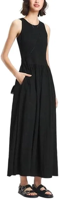 Женское атласное платье макси с разрезом, Black