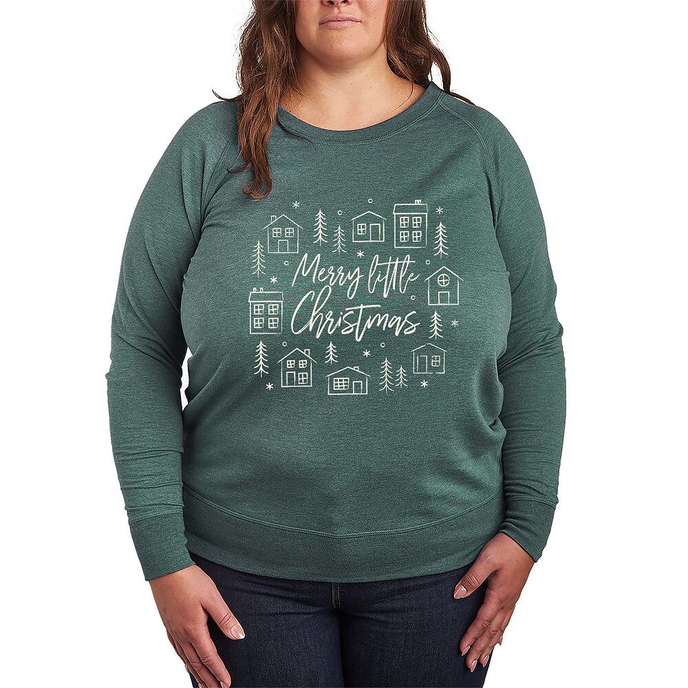 

Легкий свитшот из френч терри размера плюс Merry Little Christmas Licensed Character, цвет Heather Green