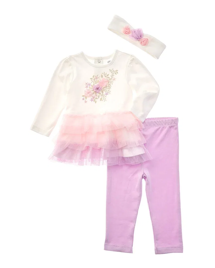 Детский комплект для девочек с вышивкой и тюлем Little Me Floral Tutu Set, фиолетовый