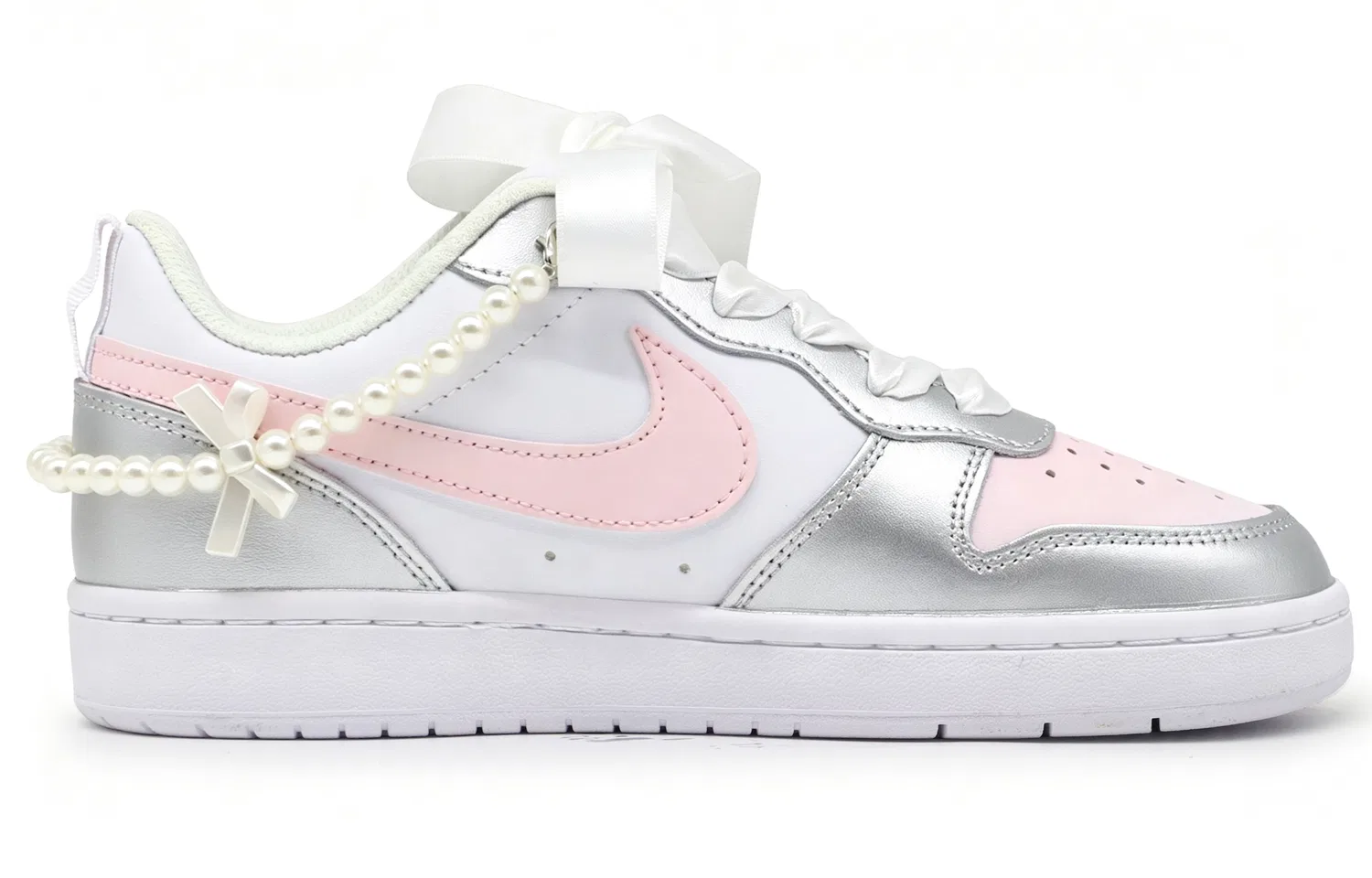 Детские скейтборд-кроссовки с низким верхом Silver Pink Nike — фото 4