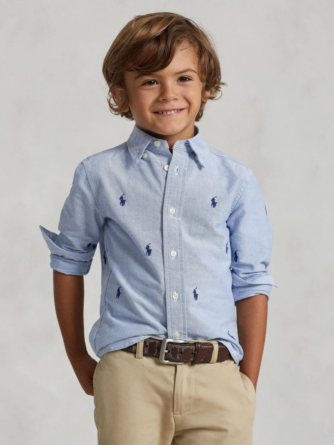 Рубашка оксфорд с вышивкой Pony Polo Ralph Lauren, синяя