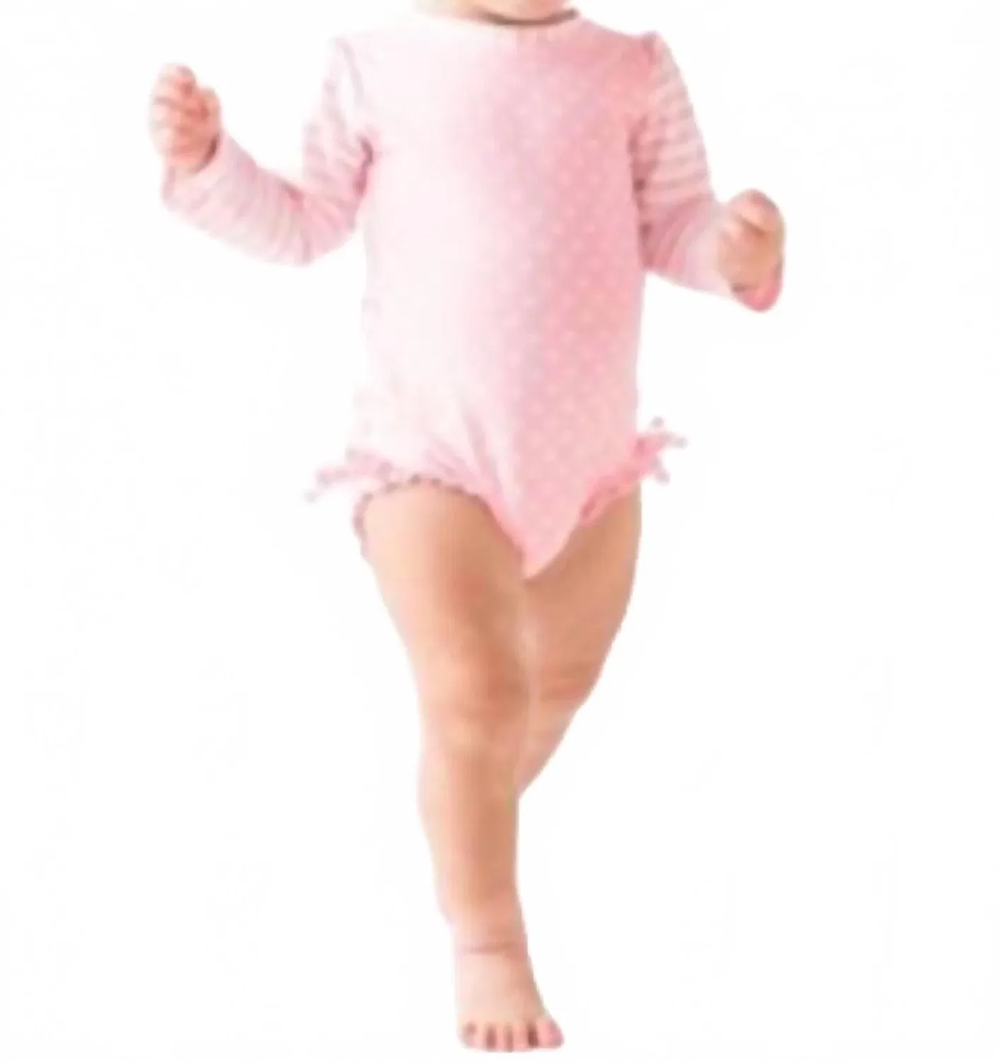 Детский слитный купальник с защитой UPF 50+ RuffleButts, Pink/White