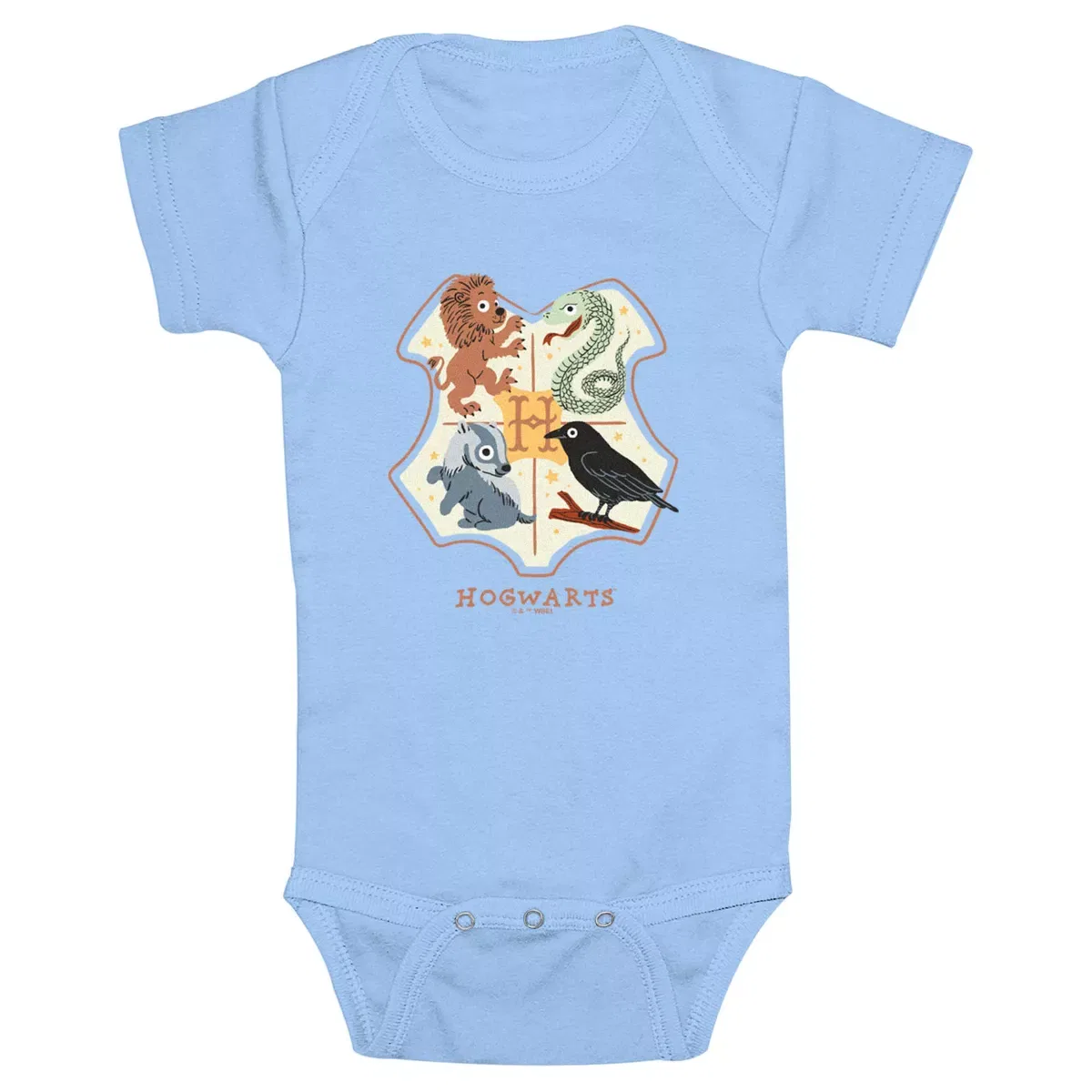 Детское боди с коротким рукавом Harry Potter Cartoon Hogwarts Crest, Light Blue