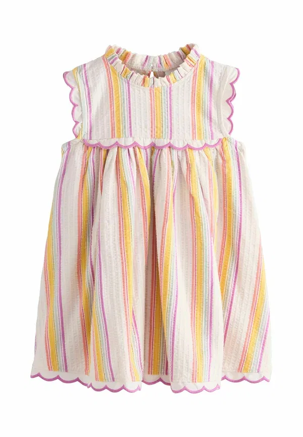 Платье летнее хлопковое Regular fit - sleeveless scallop detail summer dress Next, Rainbow Stripe — фото 4