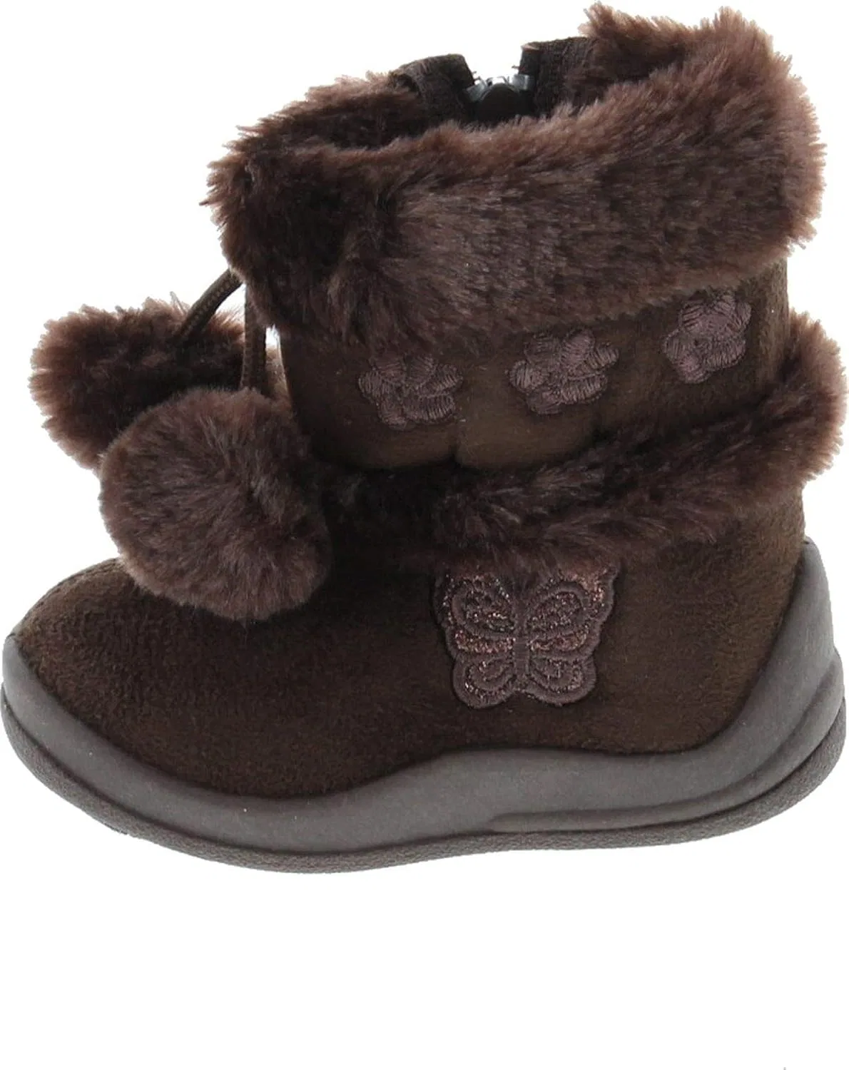 Детские ботинки для девочек с блестками и помпонами Zello Butterfly Max Footwear, Brown — фото 2