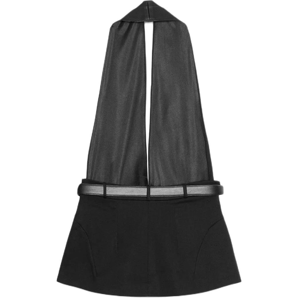 Женский топ-майка с V-образным вырезом Black ZARA, Черный — фото 3