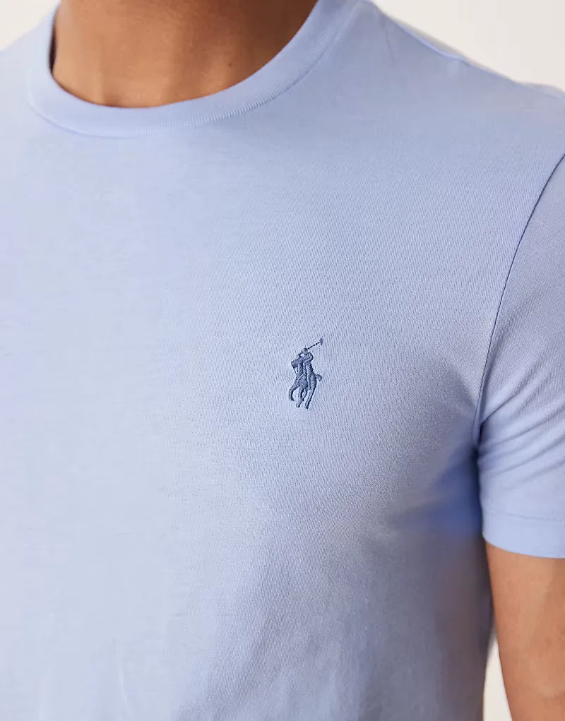 Футболка Polo Ralph Lauren Icon Logo приталенного кроя, светло-голубой — фото 3