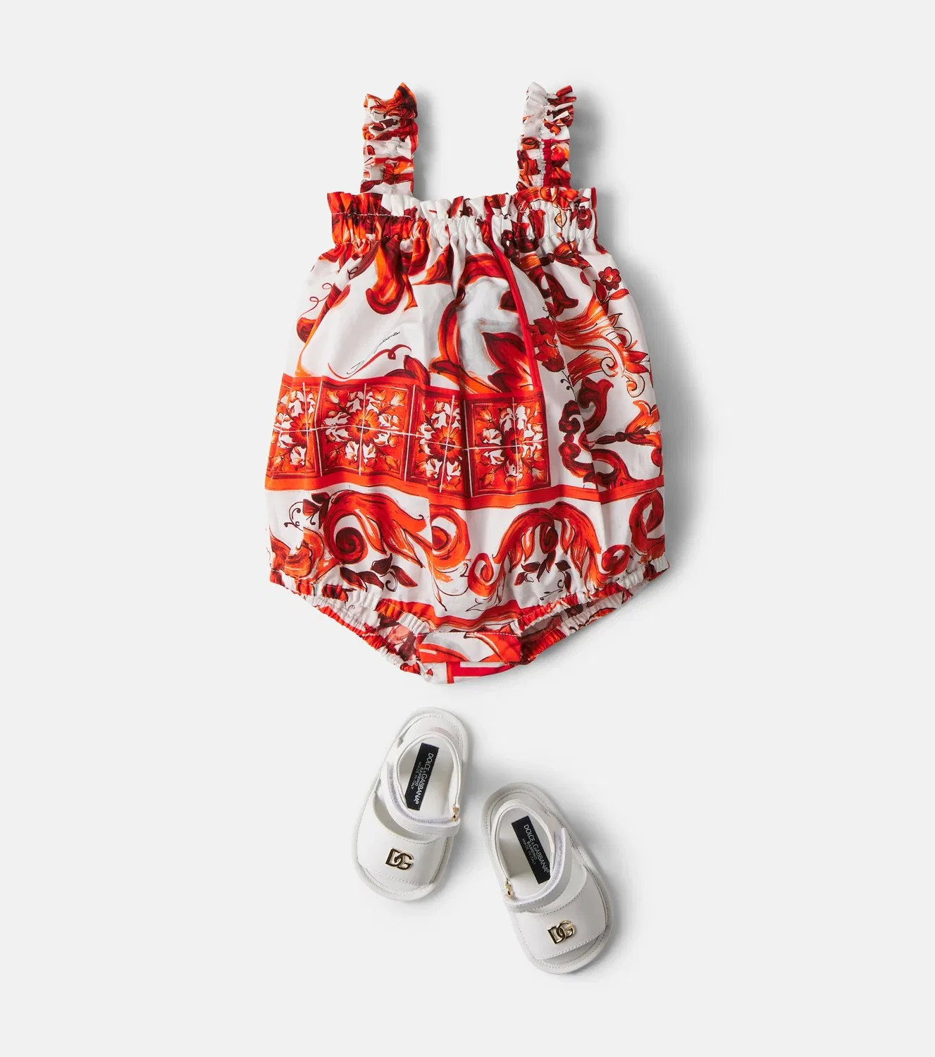 Боди хлопковое Baby Majolica Dolce&Gabbana Kids, оранжевый — фото 2