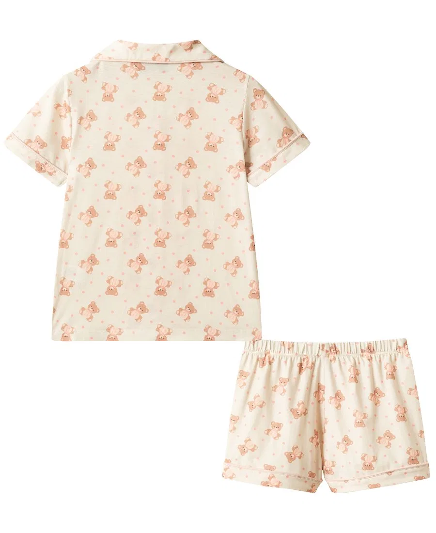 Комплект пижамы с принтом, модель Button-Down Shirt and Shorts Pajama Set Andy & Evan, Light Cream — фото 2