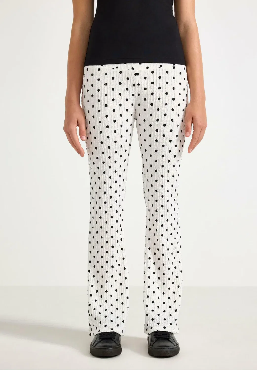 Мятые брюки с поясом-колоколом - леггинсы - брюки Lindex, Off White — фото 2