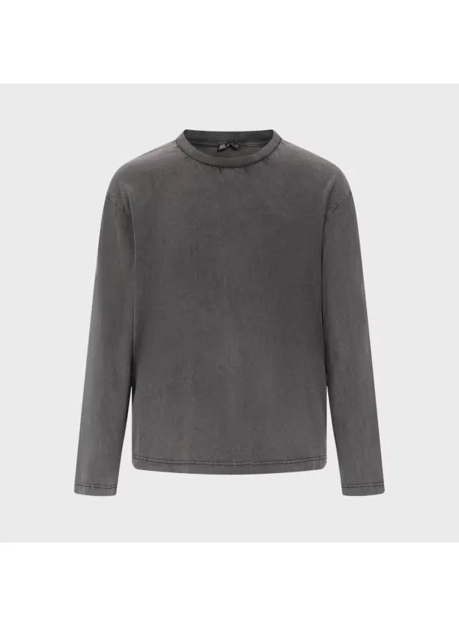 Футболка свободная мужская Zara, темно-серый — фото 2
