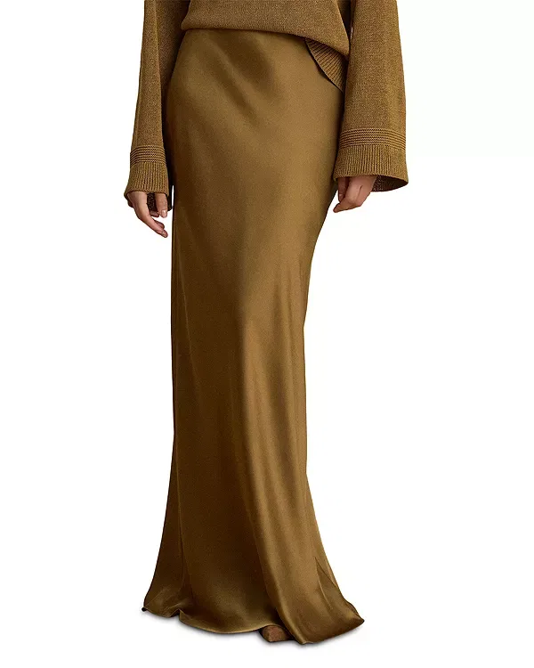 Женская юбка-макси из сатина Шармез Ralph Lauren, Bronze
