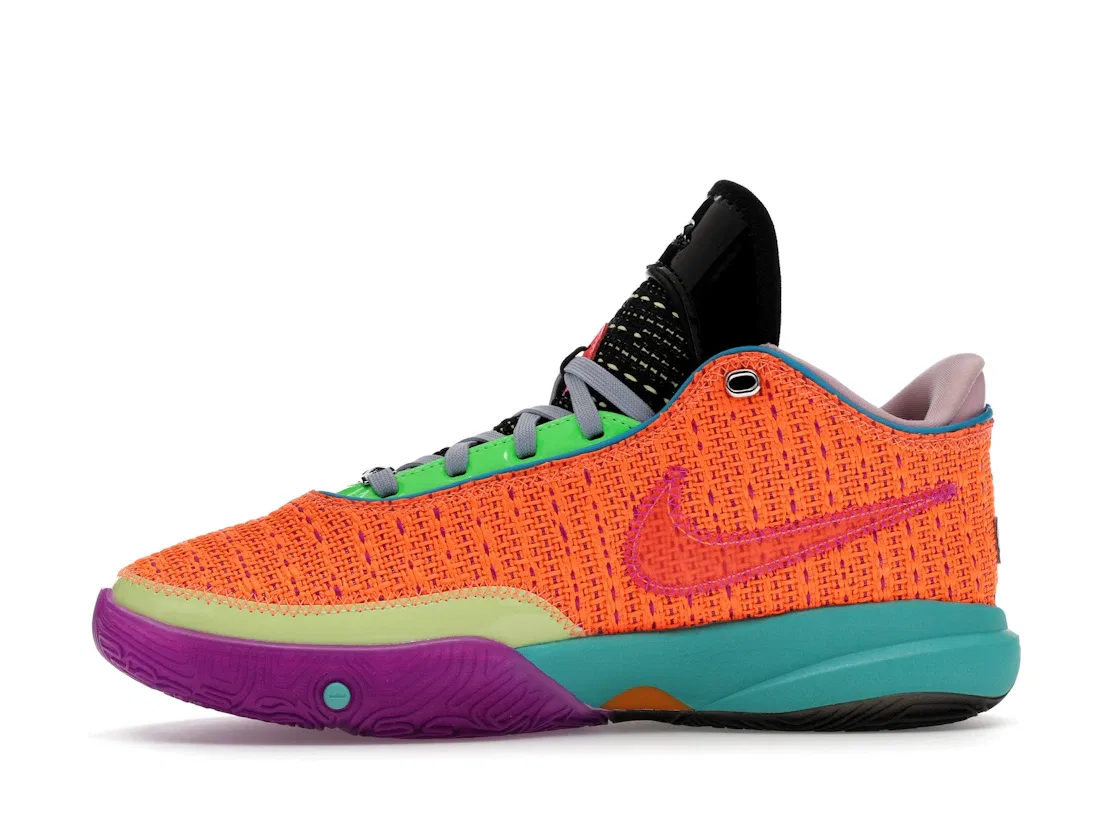 Детские кроссовки с высокой посадкой Nike LeBron 20 Chosen 1 Nike, Total Orange/Vivid Purple/Green Strike/Hot Punch — фото 3