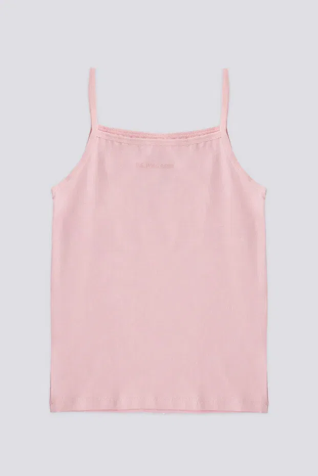 Детская майка на тонких бретелях с принтом U.S. Polo Assn., Light Nile Green — фото 3