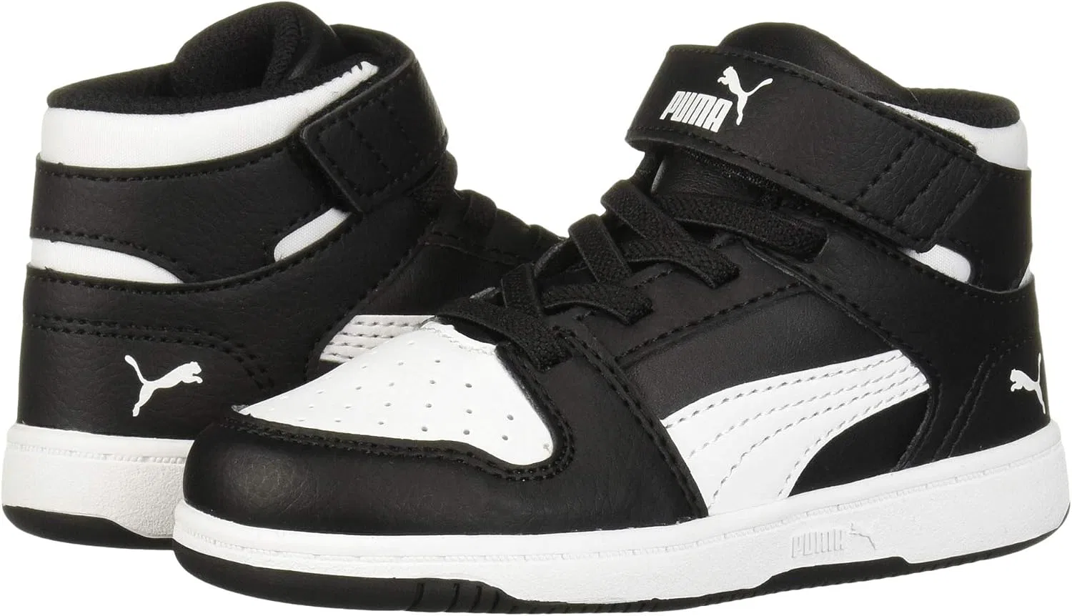 Детские кроссовки с липучкой Rebound Layup PUMA, Black/White — фото 2
