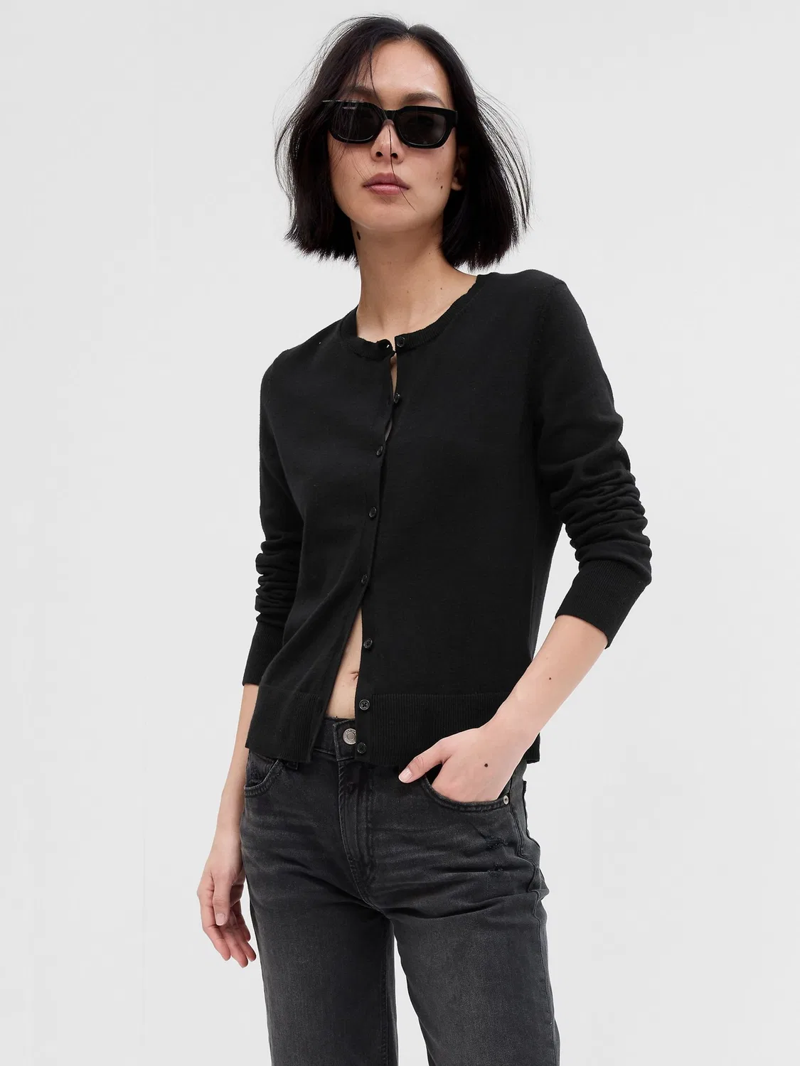 Кардиган с круглым вырезом Gap, черный