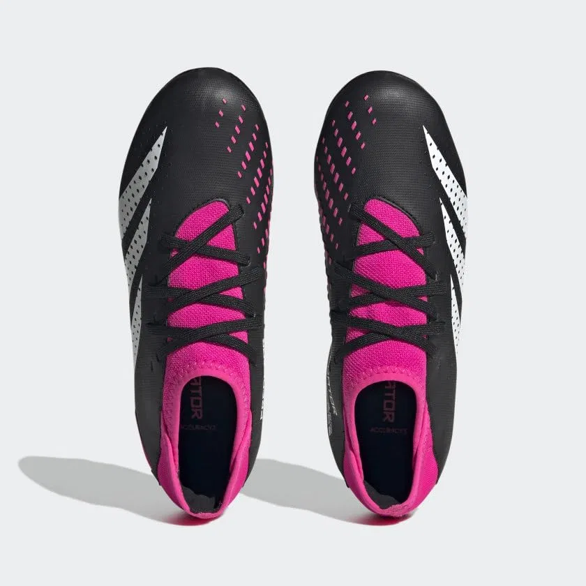 Детские бутсы футбольные с твердой подошвой Predator Accuracy.3 Firm Ground Adidas, Black White Pink Team Shock — фото 2