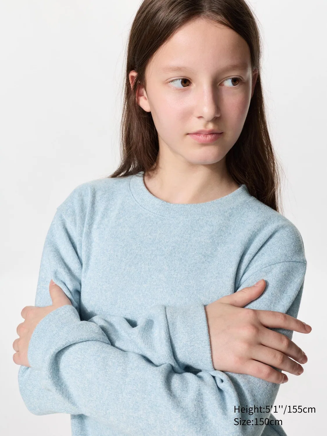 Футболка Uniqlo, детская, вязаная флисовая с длинным рукавом, кремовый — фото 4