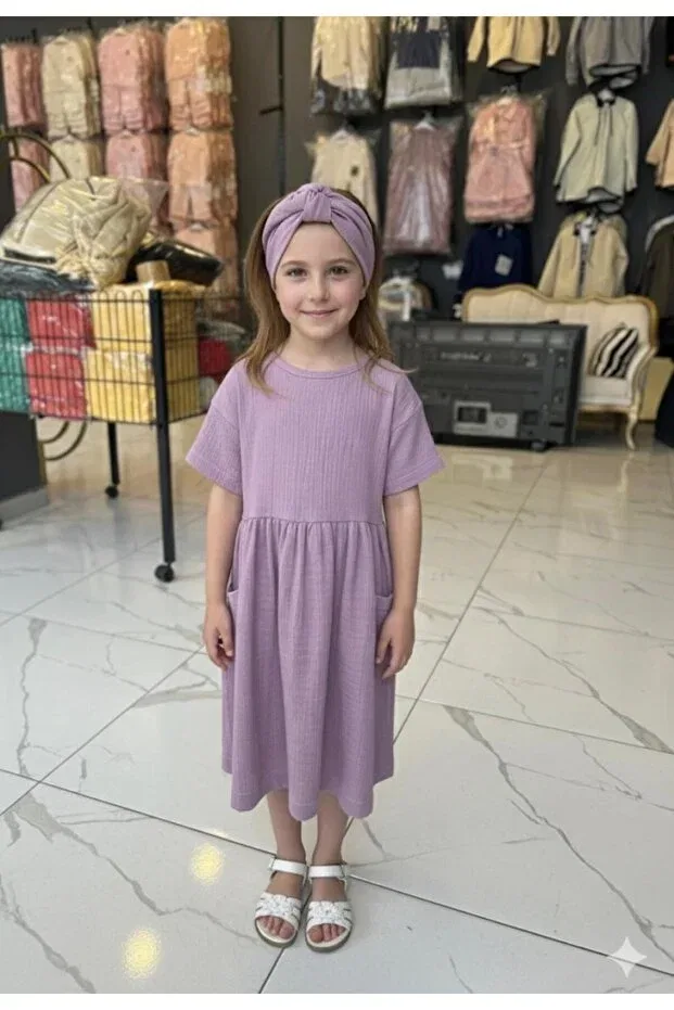 Детское платье для девочек хлопковое Zelhankids, Purple — фото 3