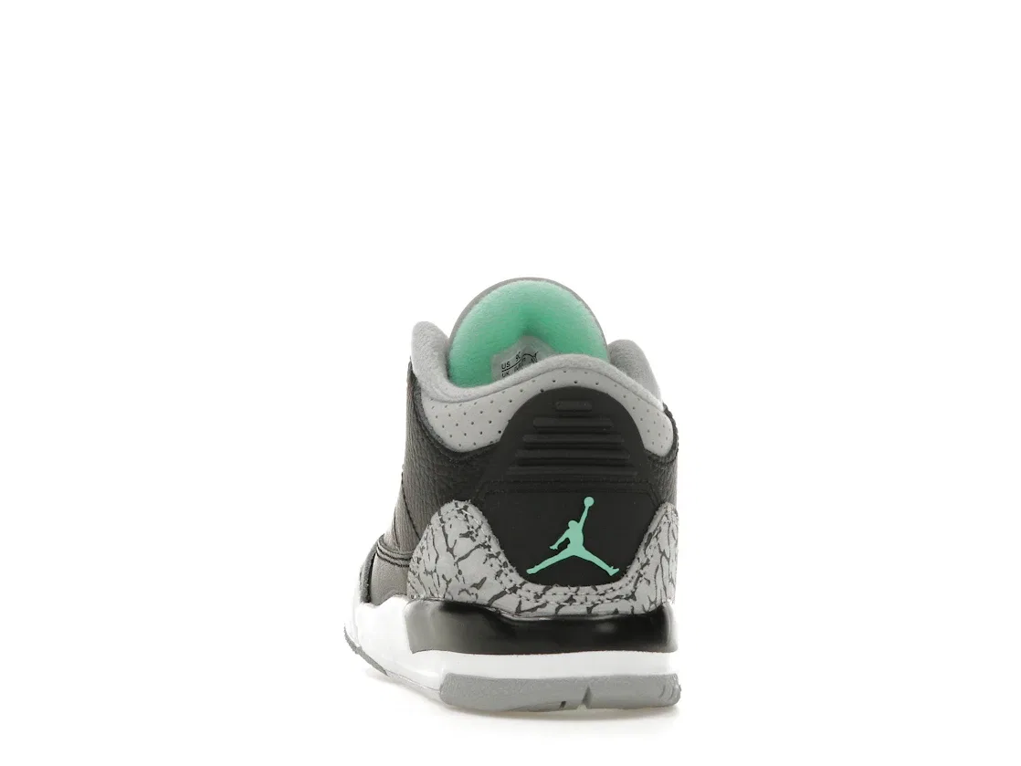 Детские кроссовки Lifestyle с принтом Jordan 3 Retro Jordan, Black/Green Glow/Wolf Grey/White — фото 4
