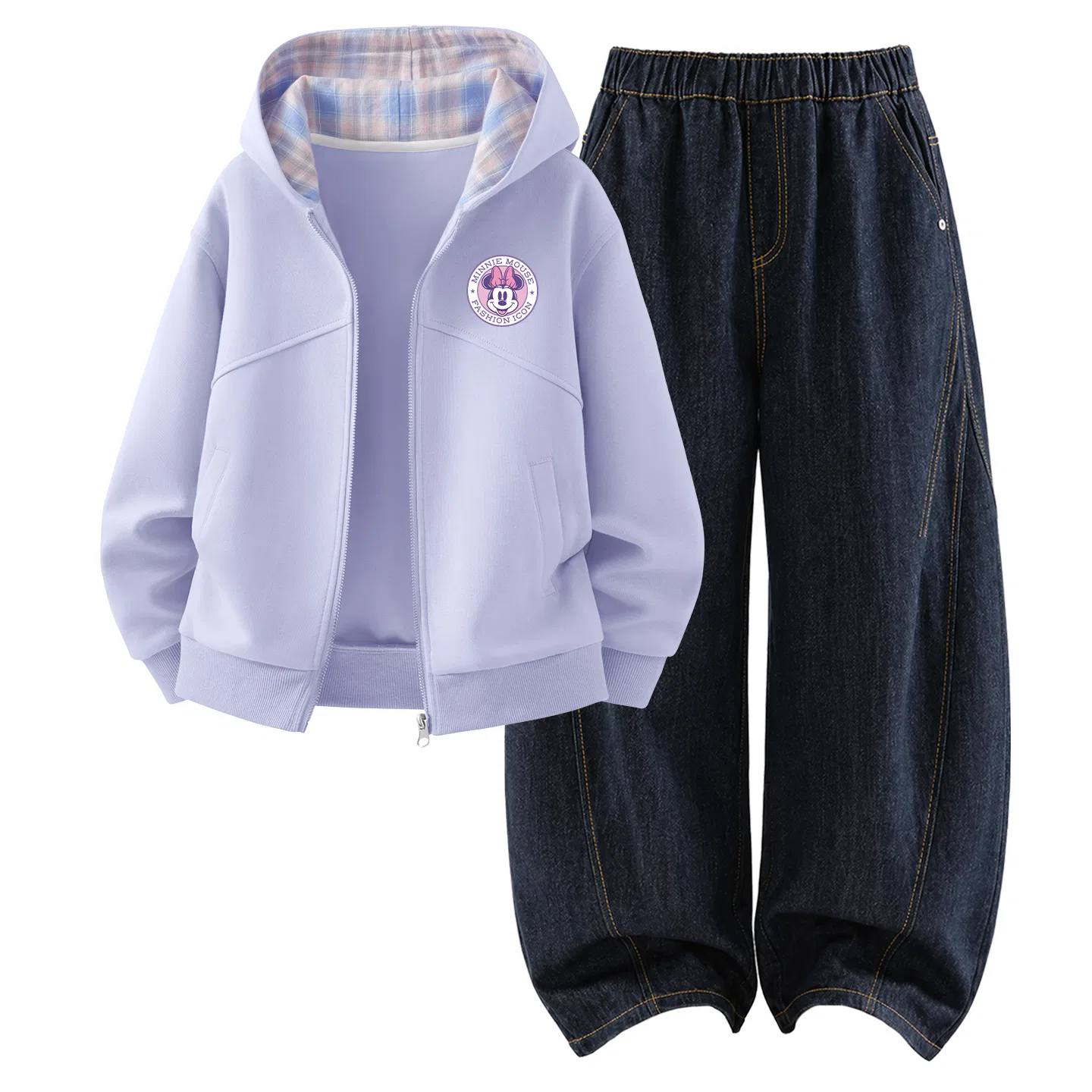 Детский спортивный комплект с капюшоном, дышащий, Daisy Minnie K Twilight Mountain Purple+Solid Color Denim Black Blue, Disney