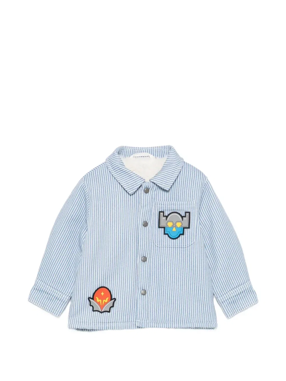 Рубашка-куртка в полоску с графической нашивкой Stella Mccartney Kids, синий