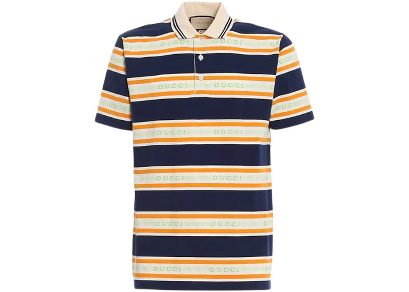 Мужское поло с принтом Polo Gucci, Navy/Orange/Mint