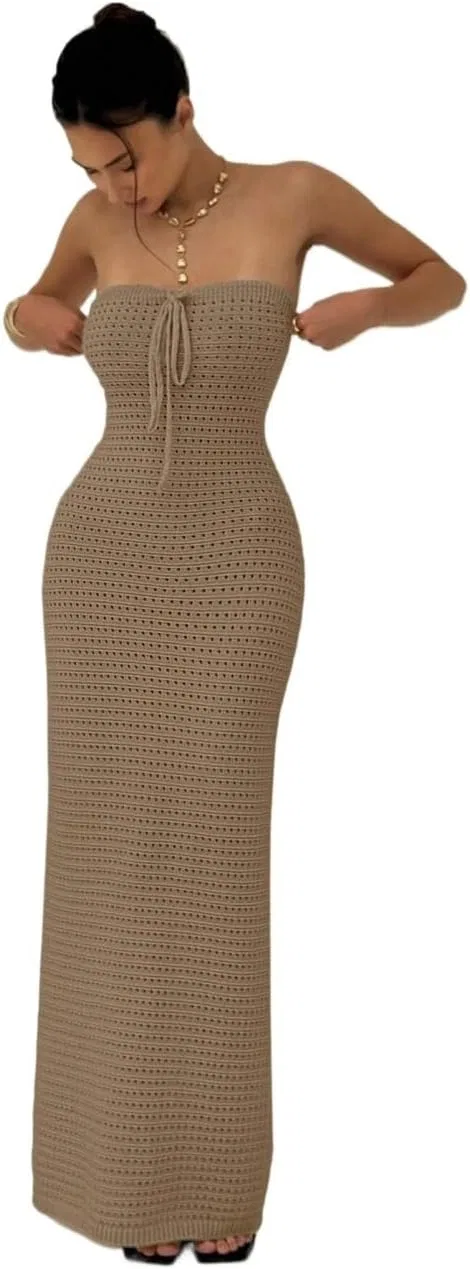 Женское повседневное платье макси Bodycon, Camel