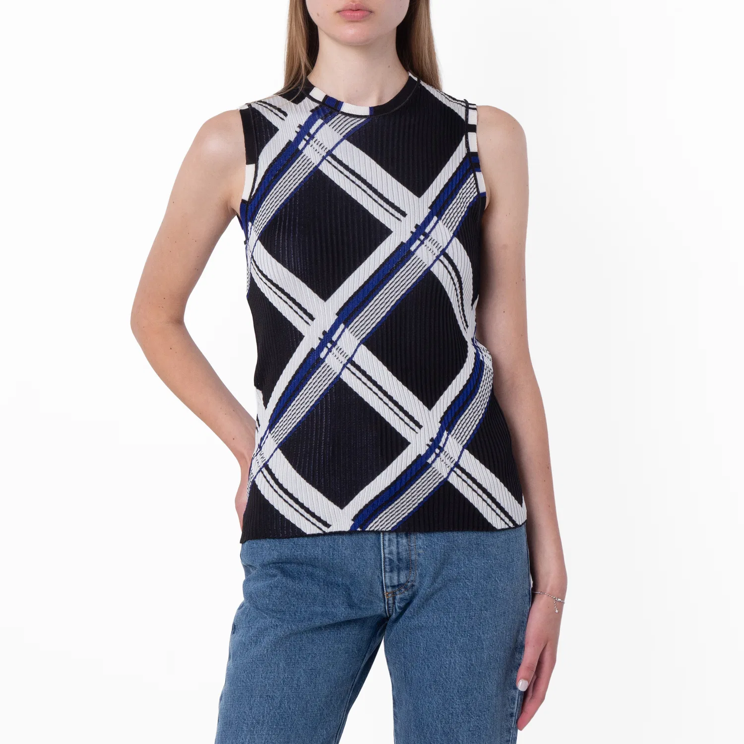 Жилет из шелка с жаккардовым узором Check Jacquard Silk Vest Burberry, Black Ip Chk