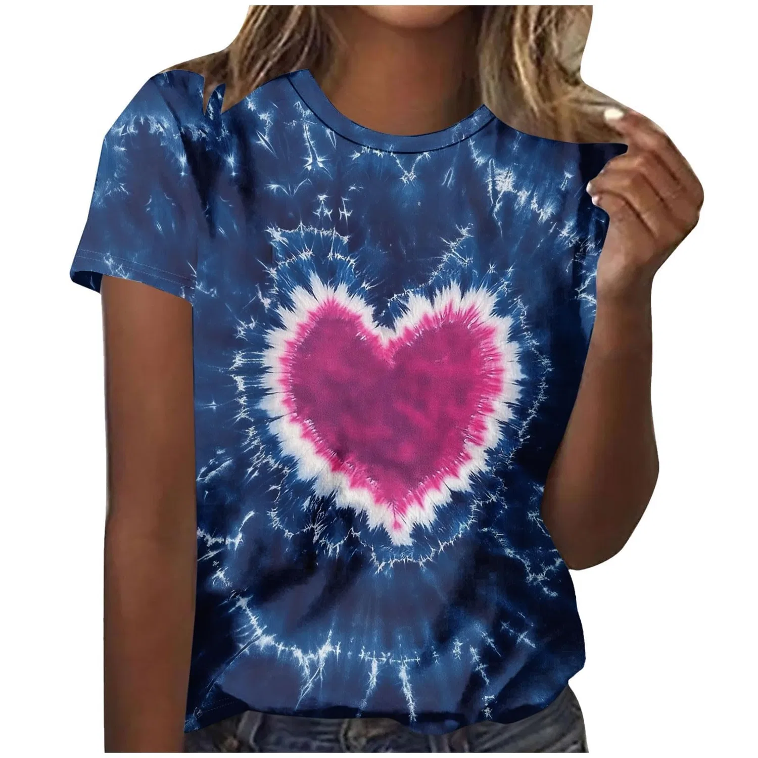 Женская футболка с принтом tie dye с длинным рукавом, 1a-blu Scuro