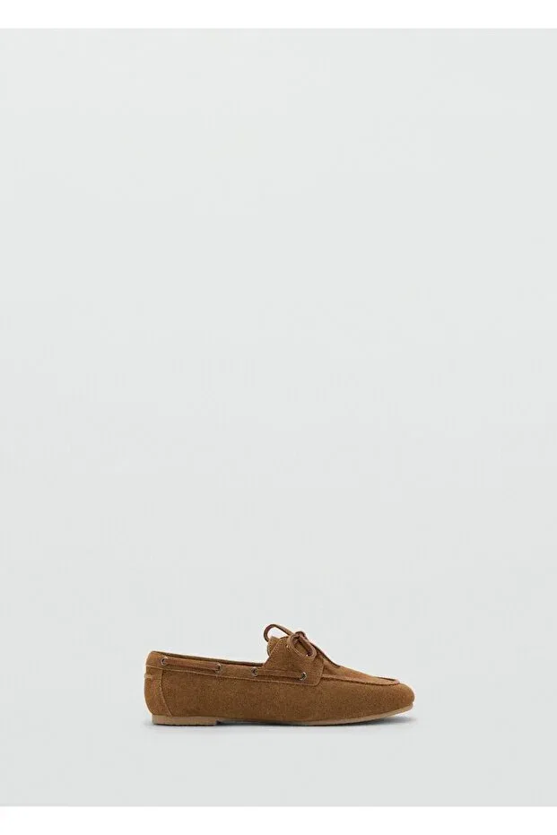 Детские лоферы для девочек с принтом Mango Kids, Sand Beige — фото 2