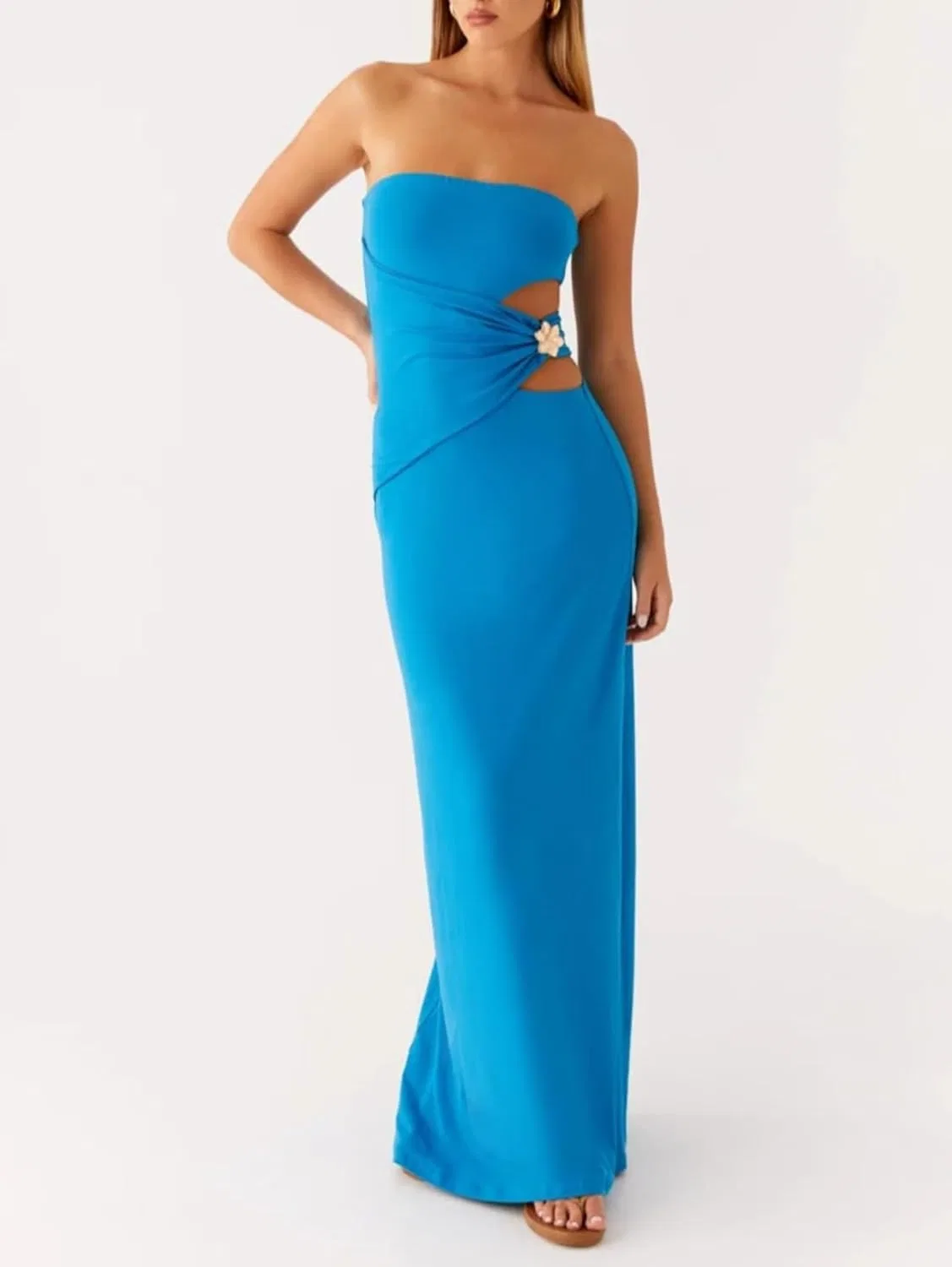 Женское облегающее платье макси с открытой спиной, Royal Blue — фото 2