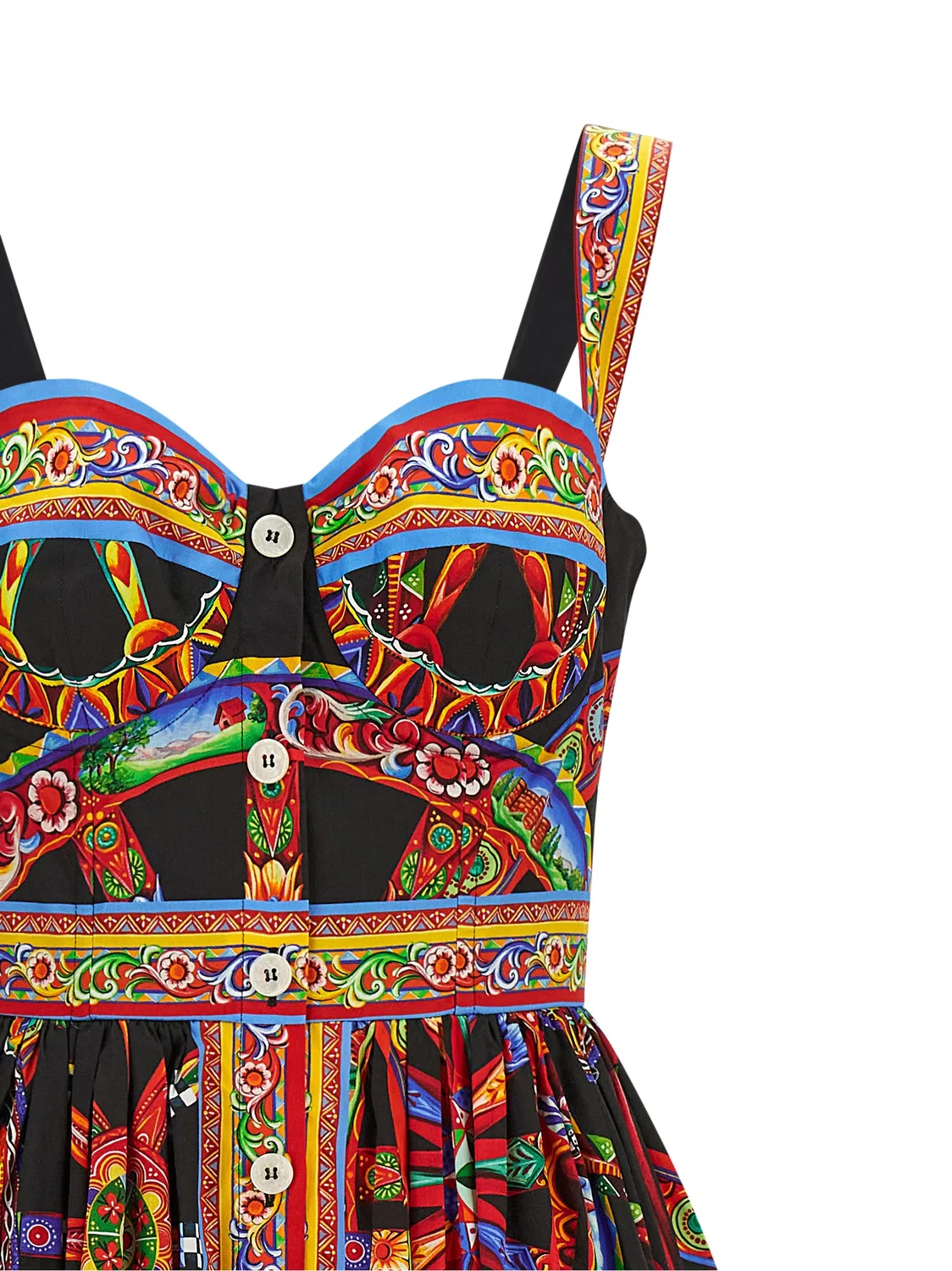 Женское хлопковое платье миди с принтом Sicilian Carretto Dolce & Gabbana, Multicolor — фото 3