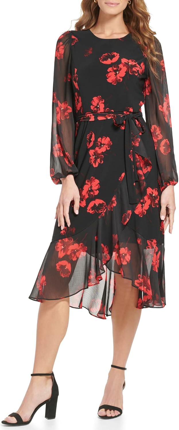 

Женское платье-трапеция с длинными рукавами от Tommy Hilfiger, Black/Scarlet