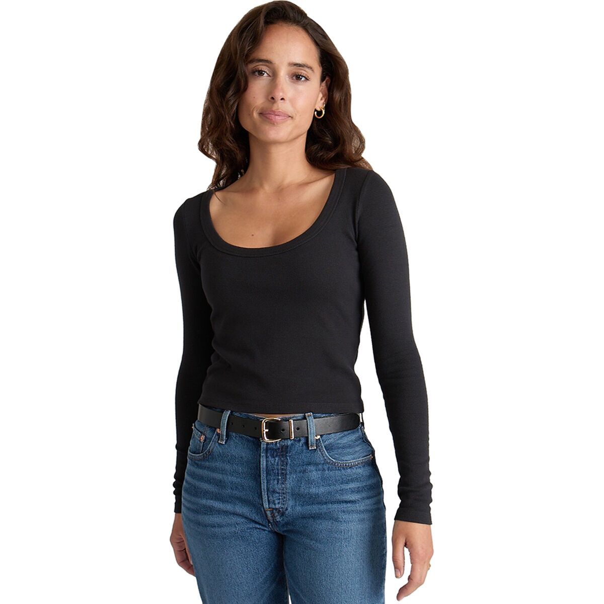 

Женский топ с круглым вырезом Lexi Marine Layer, черный