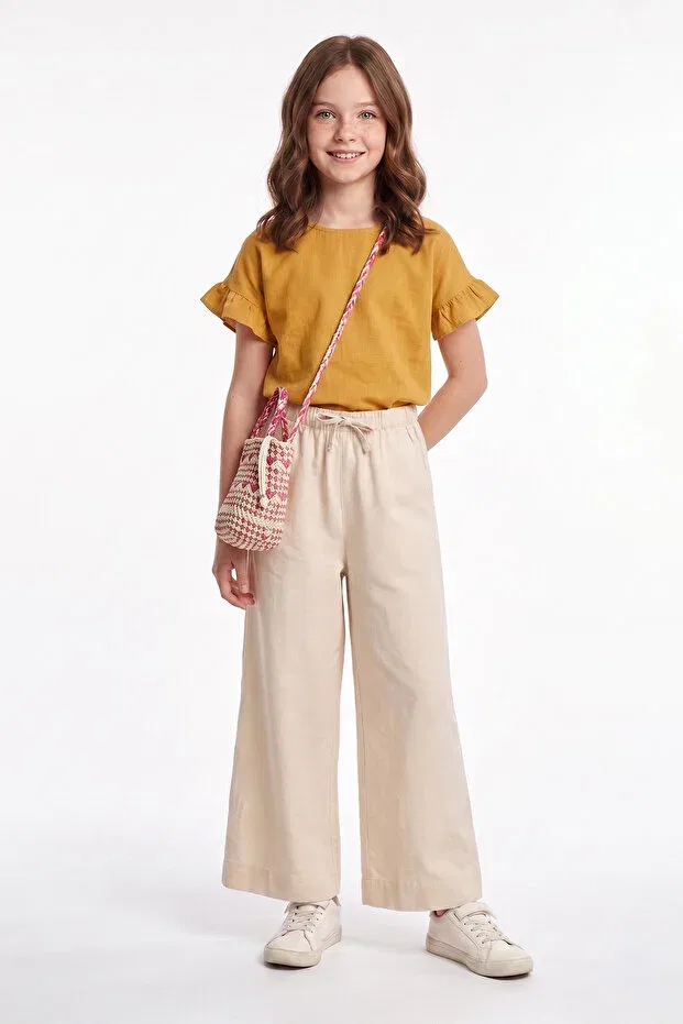 Детские брюки для девочек с эластичным поясом Fulla Moda, Beige