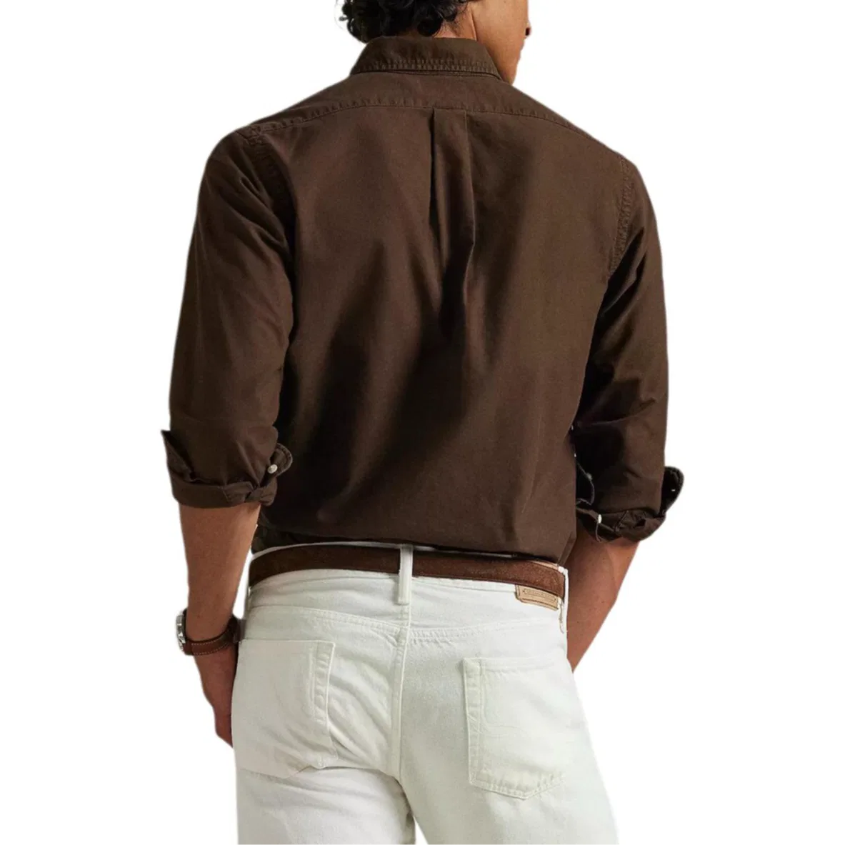 Мужская рубашка хлопковая Polo Ralph Lauren, Nutmeg Brown — фото 4