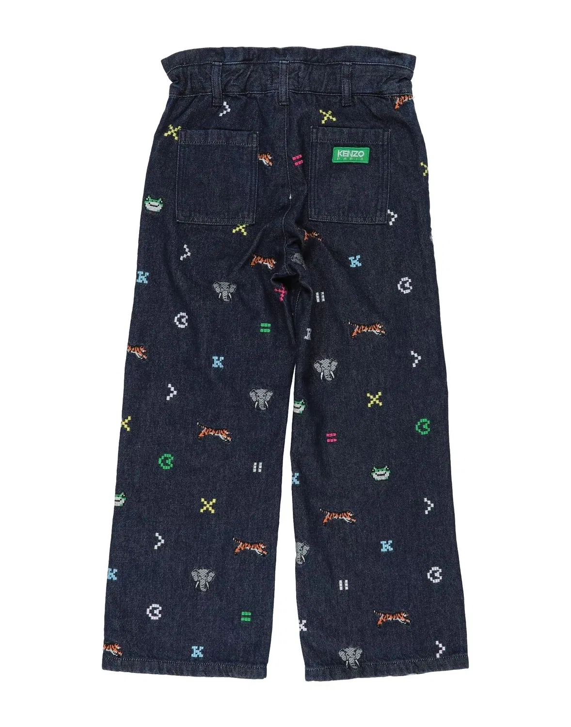 Детские джинсы для девочек с вышивкой Kenzo Kids, синий — фото 2