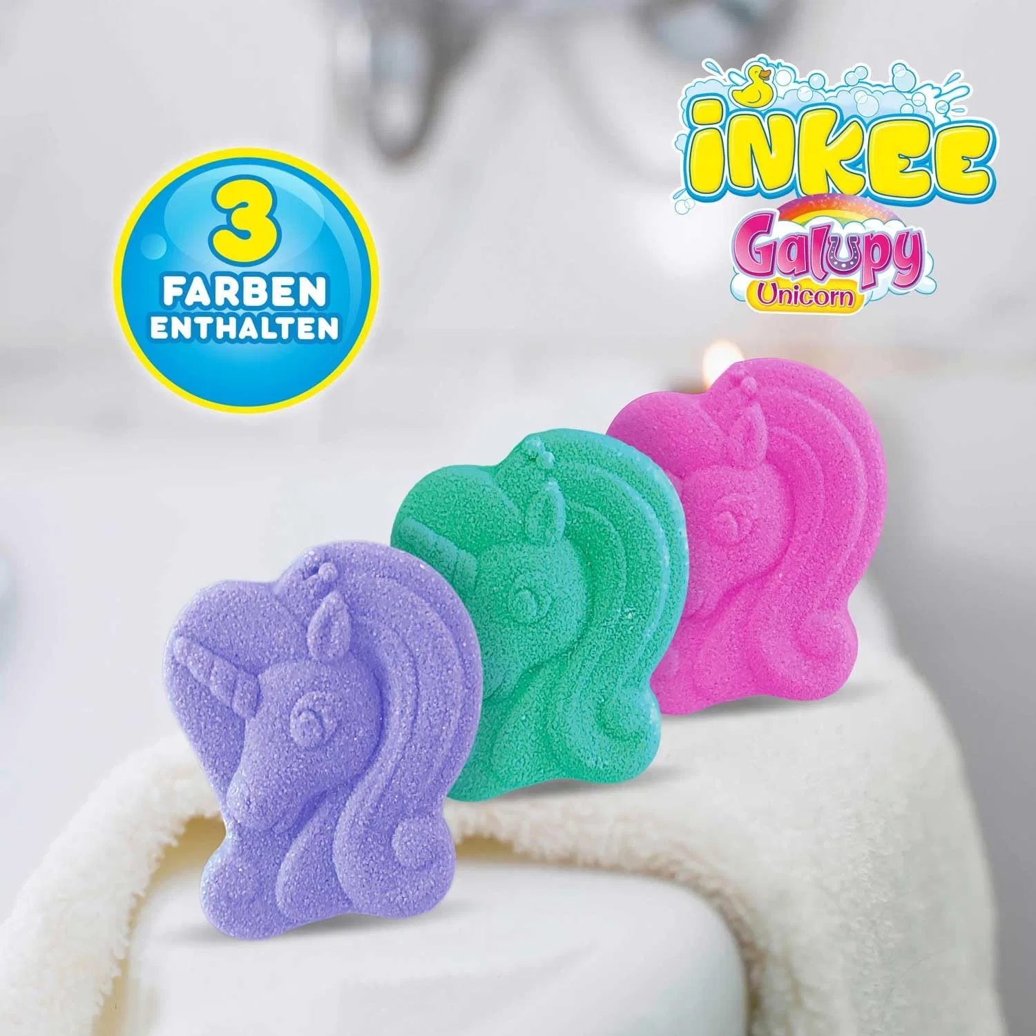 Бомбочки для ванны Galupy Mini Pack, INKEE, 3x15g, Purple/Pink/Turquoise — фото 3