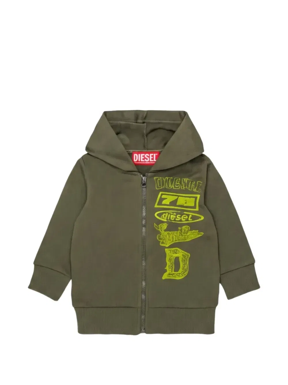 Толстовка на молнии с логотипом Diesel Kids, зеленый