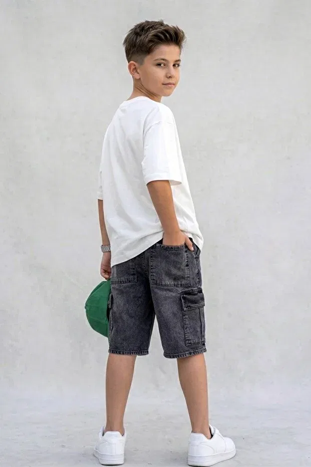 Детские джинсовые шорты для мальчиков Dmb Boys & Girls, Smoke Grey — фото 2