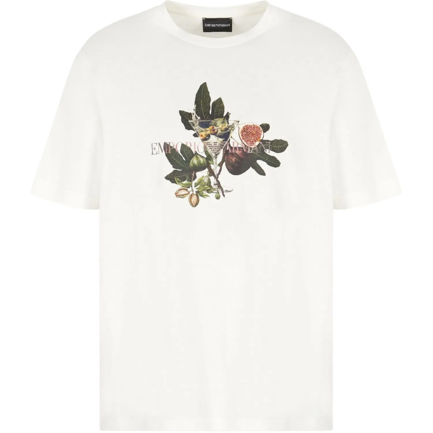 Футболка с фиговым принтом EMPORIO ARMANI, Starlight White